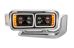 10 High Power LED "Blackout" Projection Headlight Assembly W/Mounting Arm & Turn Signal Side Pod - Passenger S PETERBILT