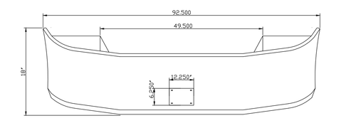 18" Bumper Chrome Fits Peterbilt 386 W.around Aero 3" ,Plate Hole