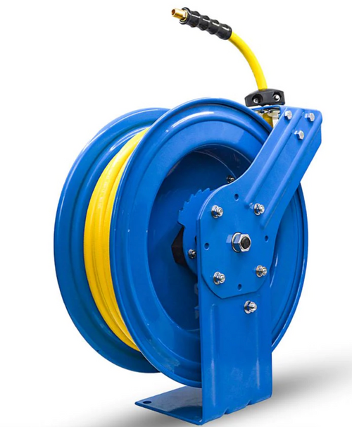 OilShield Air Hose Reel 3/8" X 50' Retractable Heavy Duty Steel Construction with Rubber Hose 300 PSI