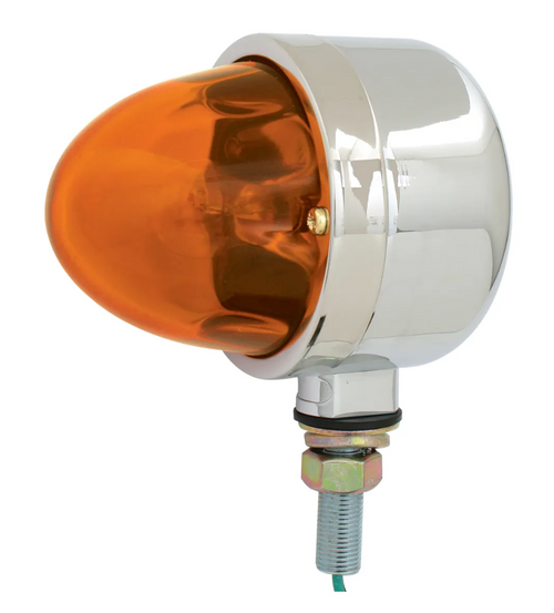 Dark Amber Single Face Chrome Die Cast Auxiliary Light with Glass Lens