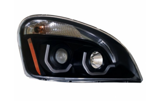 Blackout Projection Headlight W/Dual Function Amber LED Position Lights For 2008-17 FL Cascadia - Passenger