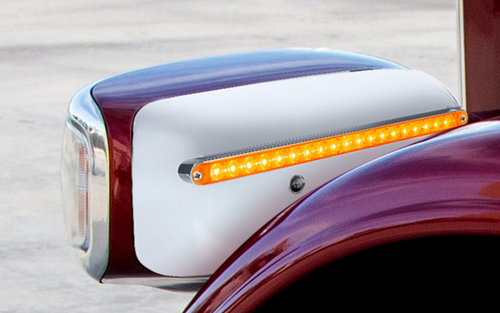 19 LED Rear Headlight Housing Cover For 2008-2023 Peterbilt 389 (Driver)-Amber LED/Lens
