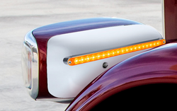 19 LED Rear Headlight Housing Cover For 2008-2023 Peterbilt 389 (Driver)-Amber LED/Lens