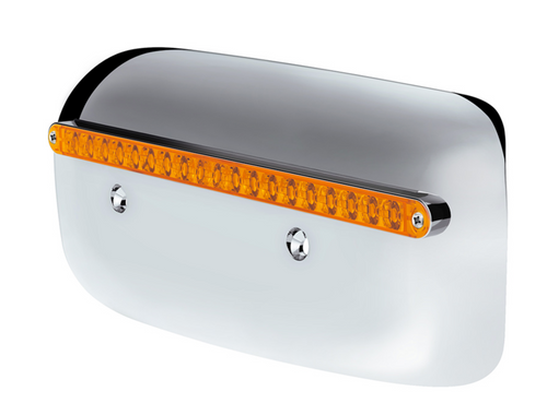 19 LED Rear Headlight Housing Cover For 2008-2023 Peterbilt 389 (Passenger)-Amber LED/Lens