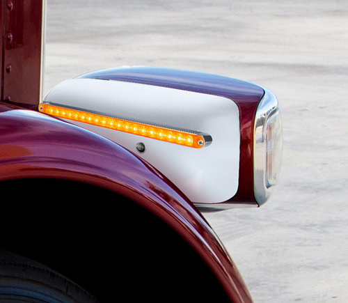 19 LED Rear Headlight Housing Cover For 2008-2023 Peterbilt 389 (Passenger)-Amber LED/Lens