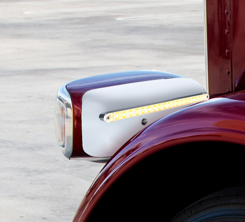 19 LED Rear Headlight Housing Cover For 2008-2023 Peterbilt 389 (Driver)-Amber LED/Clear Lens