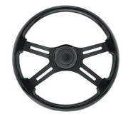 18" Matte Black 4 Spoke Steering Wheel With Horn Bezel & Button-Gloss Black