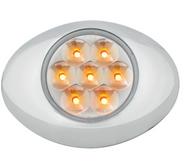 Amber/Clear Small Low Profile Surface Mount Pearl LED Marker & Turn Light w/ Chrome Bezel