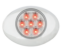 Red/Clear Small Low Profile Surface Mount Pearl LED Marker & Turn Light w/ Chrome Bezel