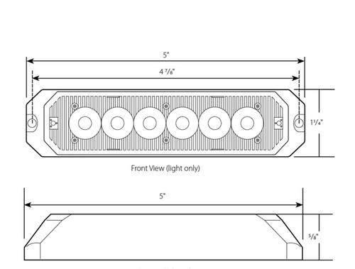 Amber/Clear /5" Medium Rectangular LED Strobe Light