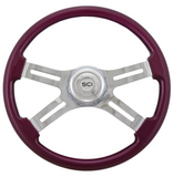 18" Painted Wood Rim, Chrome 4-Spoke w/ Slot Cut Outs, Chrome Bezel, Chrome Horn Button