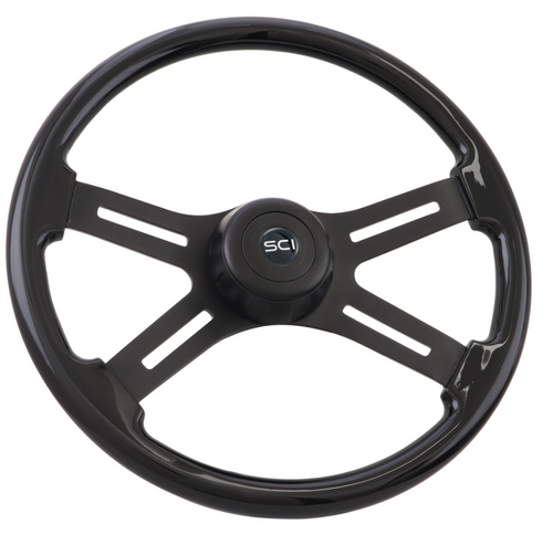 Midnight Black - 18" Black Rim, Matte Black 4-Spoke w/Slot Cut Outs, Matte Black Bezel, Matte Black HB