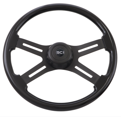 Midnight Black - 18" Black Rim, Matte Black 4-Spoke w/Slot Cut Outs, Matte Black Bezel, Matte Black HB