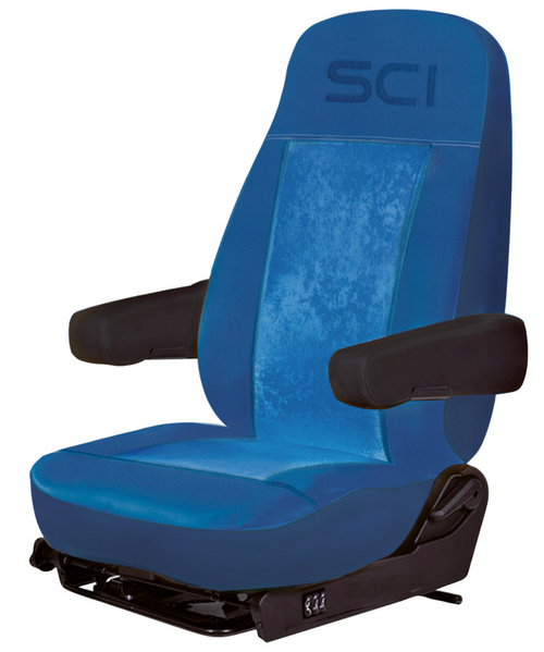 Universal Seat Cover - Blue on Blue - 2 pieces, Blue Synthetic Leather Sides, Blue Microfiber Center, Blue Trim