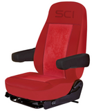 Universal Seat Cover - Red on Red - 2 pieces, Red Synthetic Leather Sides, Red Microfiber Center, Red Trim