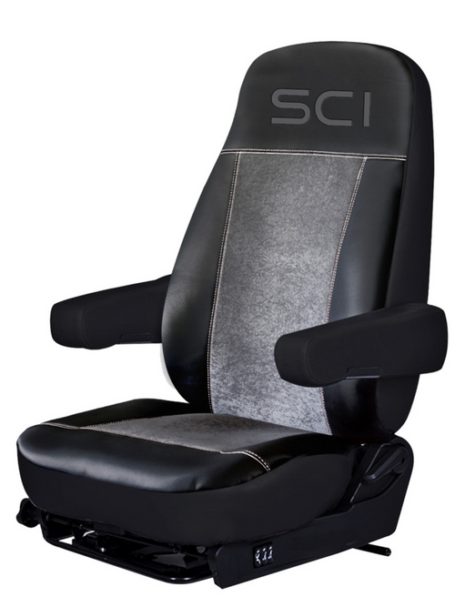 Universal Seat Cover - Black on Gray - 2 pieces, Black Synthetic Leather Sides, Gray Microfiber Center, Gray Trim