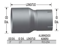 3" OD x 2.5" ID Exhaust Reducer Aluminized Pipe