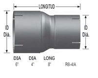 6" ID to 4" ID Exhaust Reducer Aluminized Pipe