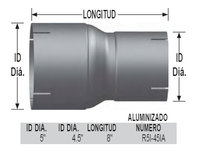 5" ID x 4.5" ID x 8" Exhaust Reducer Aluminized Pipe