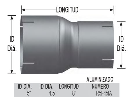 5" ID x 4.5" ID x 8" Exhaust Reducer Aluminized Pipe