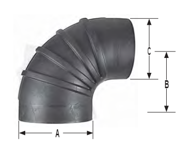 7” x 5.5” Air Intake Rubber 90° Reducer Elbow