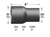6" ID to 4" OD Exhaust Reducer Aluminized Pipe