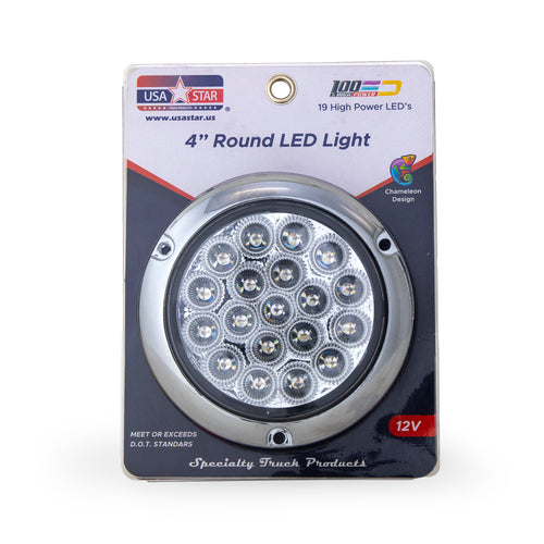 4" Led Light With Flange Mount (Red/Blue Clear Lens)