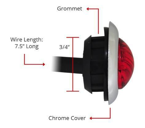 3/4” Round LED Light w/ Grommet and Chrome Bezel Cover