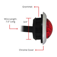 Led 3/4” Red/Clear Grommet & Chrome Bezel Cover 3 Wires