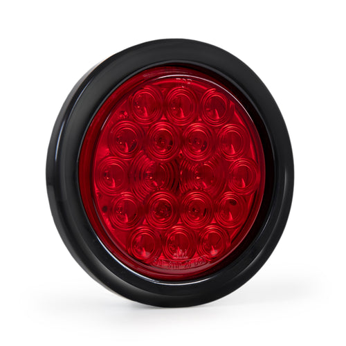 4”Round Light With Black Rubber Grommet And Pigtail 18 Pcs LED,Red/Red 12V
