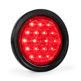 4”Round Light With Black Rubber Grommet And Pigtail 18 Pcs LED,Red/Red 12V