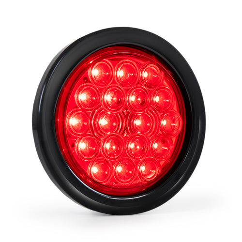 4”Round Light With Black Rubber Grommet And Pigtail 18 Pcs LED,Red/Red 12V