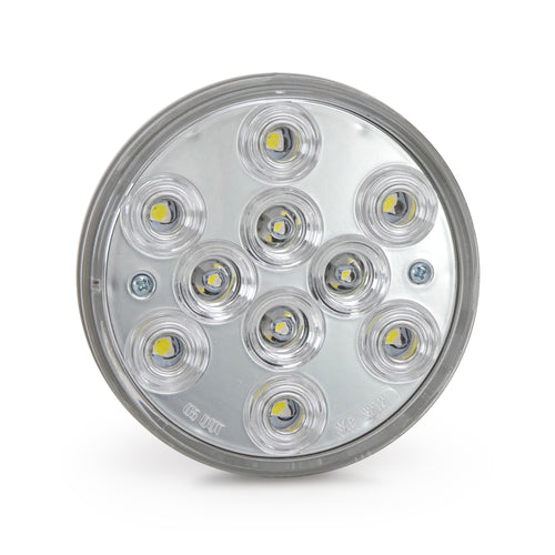 4" Round Dual Color Red/White With Green Strobe Led Light 12/24V