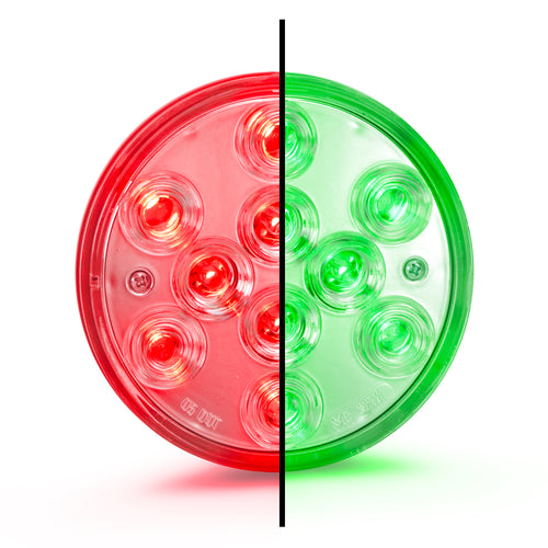 4" Round Dual Color Red/Green With Clear Lens Led Light 12V