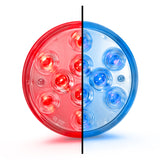 4" Round Dual Color Red/Blue With Clear Lens Led Light 12V