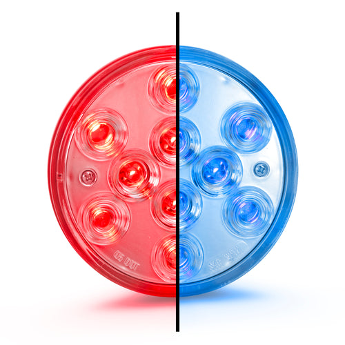 4" Round Dual Color Red/Blue With Clear Lens Led Light 12V