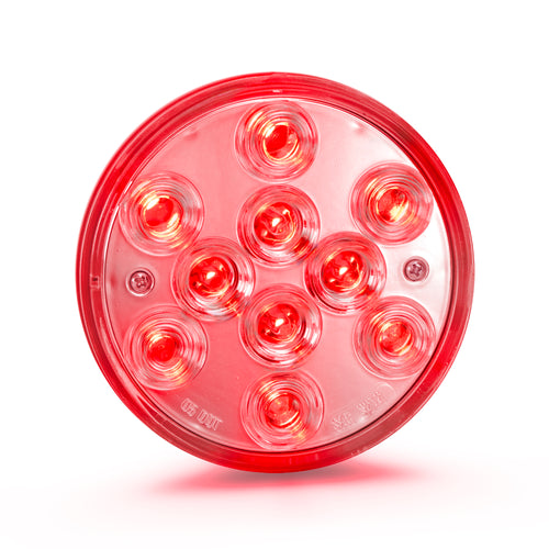 4" Round Light Red/White And Clear Lens