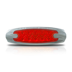 Marker Light 12V with Chrome Bezel and two wire with Bullet Connectors (Red LED's / Red Lens)