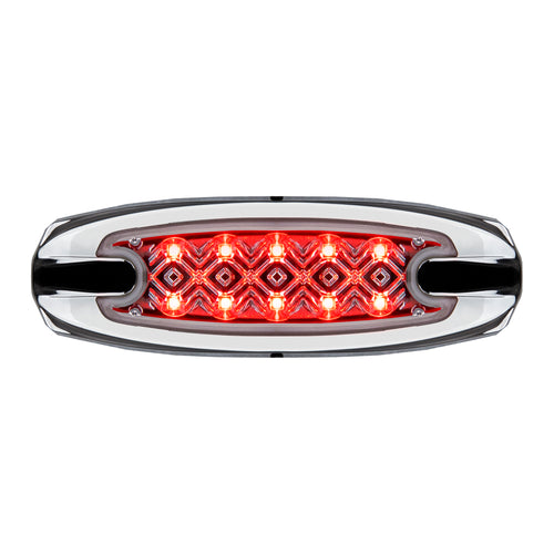 Marker Light 12V with Chrome Bezel and two wire with Bullet Connectors (Red LED's / Clear Lens)