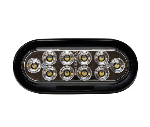 6”Oval Light With Black Rubber Grommet And Pigtail 10 Pcs LED White 12V