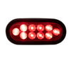 6”Oval Light With Black Rubber Grommet And Pigtail 10 Pcs LED Red/Red 12V