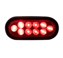 6”Oval Light With Black Rubber Grommet And Pigtail 10 Pcs LED Red/Red 12V
