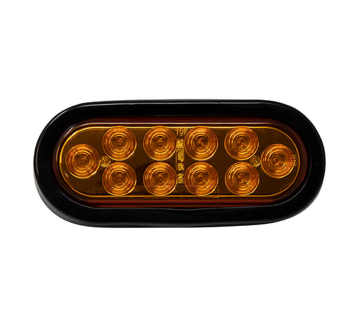 6”Oval Light With Black Rubber Grommet And Pigtail 10 Pcs LED Amber/Amber 12V