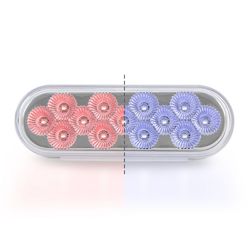 6” Oval Light Dual Led (Red/Blue Clear Lens) 12V