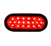 6”Oval Light With Black Rubber Grommet And Pigtail 20 Pcs LED Red/Red 12V