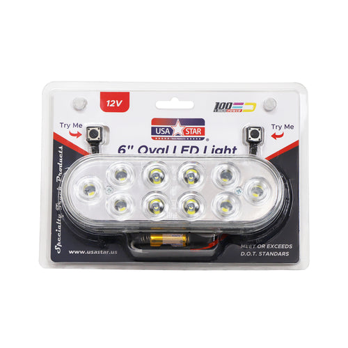 6" Oval Dual Color Red/White With White Strobe 12/24V Led Light