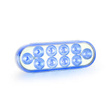 6" Oval Dual Color Red/White With Blue Strobe 12/24V Led Light