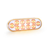 6" Oval Dual Color Red/White With Amber Strobe 12/24V Led Light