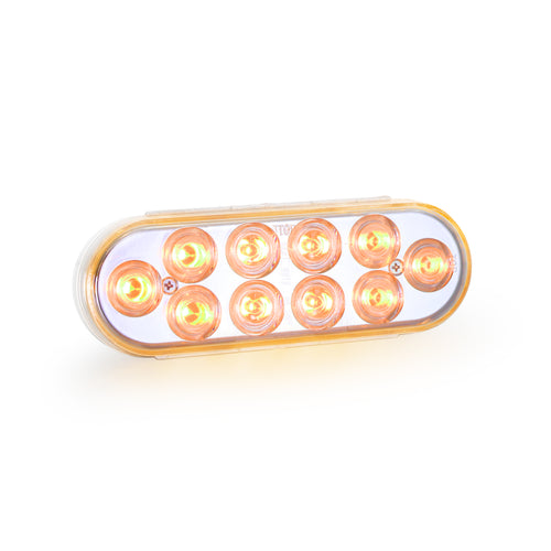 6" Oval Dual Color Red/White With Amber Strobe 12/24V Led Light