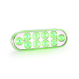 6" Oval Dual Color Red/White With Strobe Green 12/24V Led Light